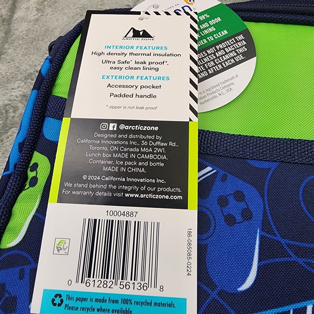 Arctic Zone Game Controller Insulated Soft Lunch Tote Bag  Ice Pack Water Bottle - Picture 8 of 8